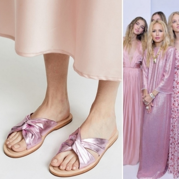 Rachel Zoe Twisted Metallic Pink Leather Slide NWOB Size 8 - Picture 1 of 8